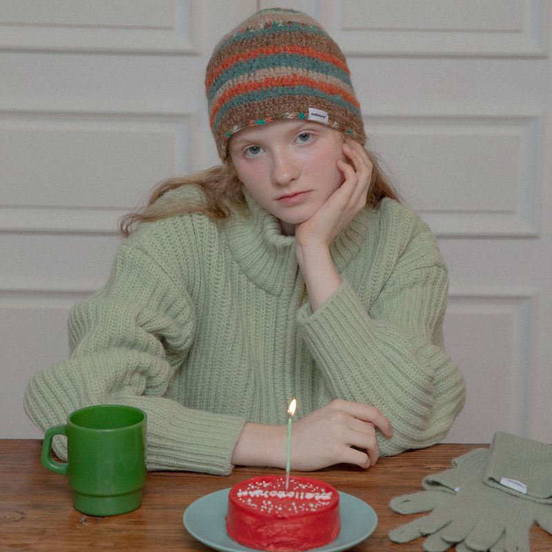 mellotory(メロートリー)の「BOHEMIAN KNIT HAT (MIX ORANGE)(Hats)」