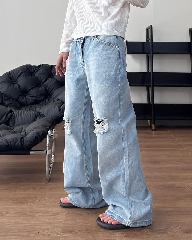 Buen Distressed Flare Denim Pants