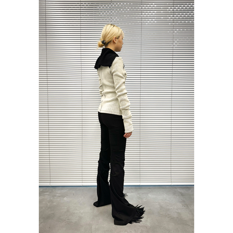 HIGH-NECK ZIP-UP: OFF-WHITE