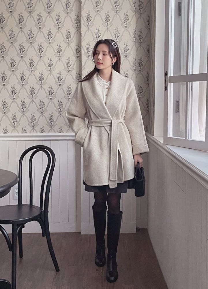 Scott Shawl Collar Wool Handmade Half Coat