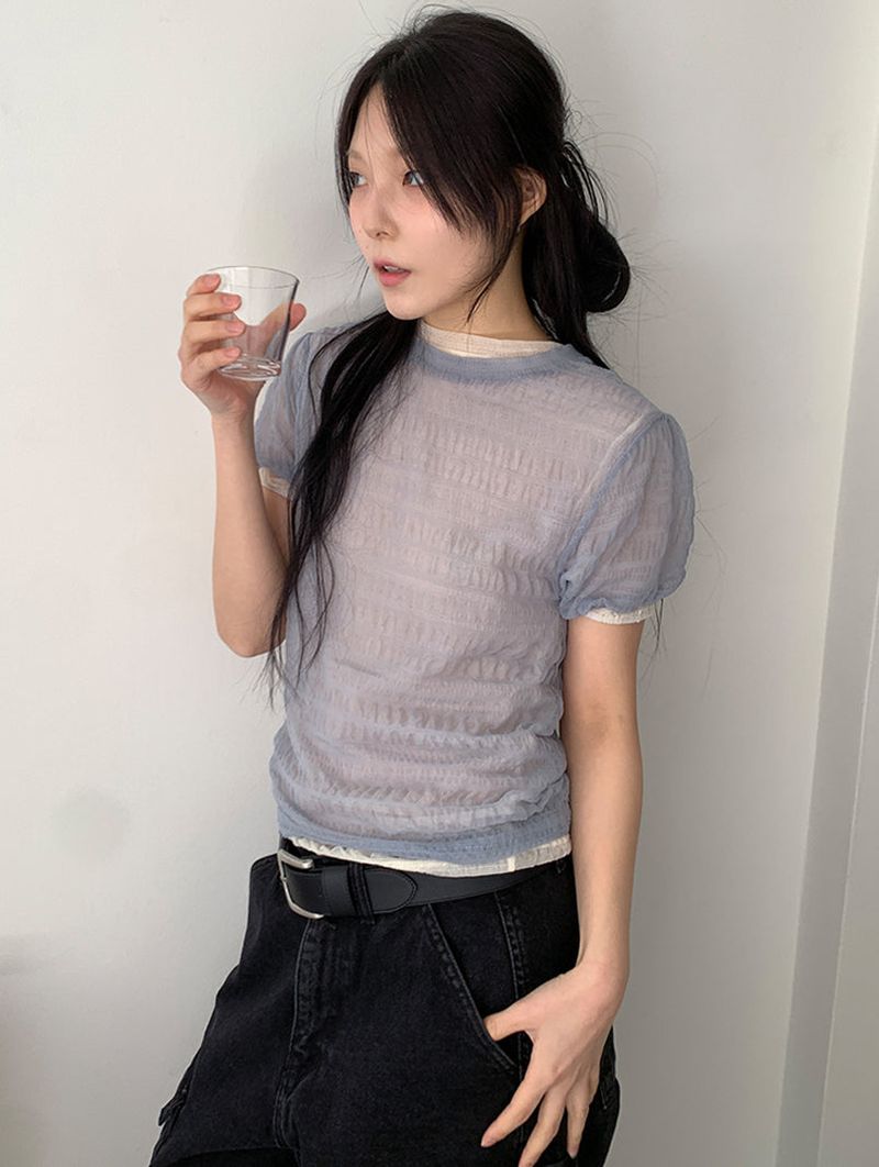 SHEER PUFF BLOUSE (4C)