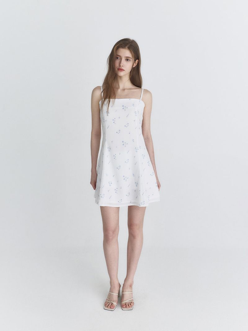 Floral flare dress (White)