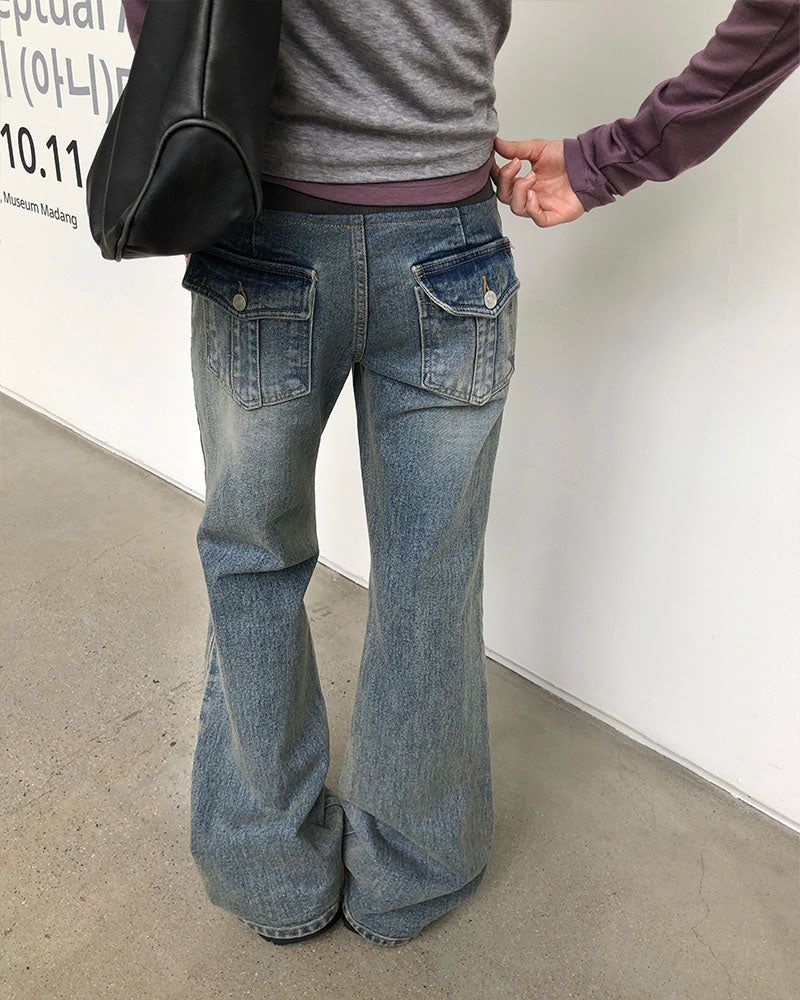 [ORIGINAL] Lucier Rip-Band Bootcut Denim Pants