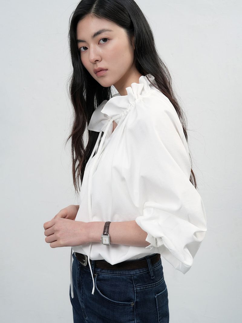 【即日発送】loose fit frill collar blouse
