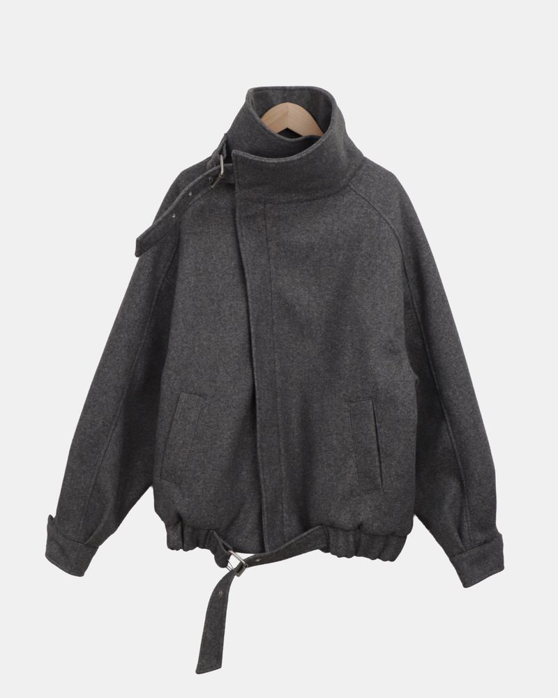 Nuan High-Neck Buckle Quilted Coat