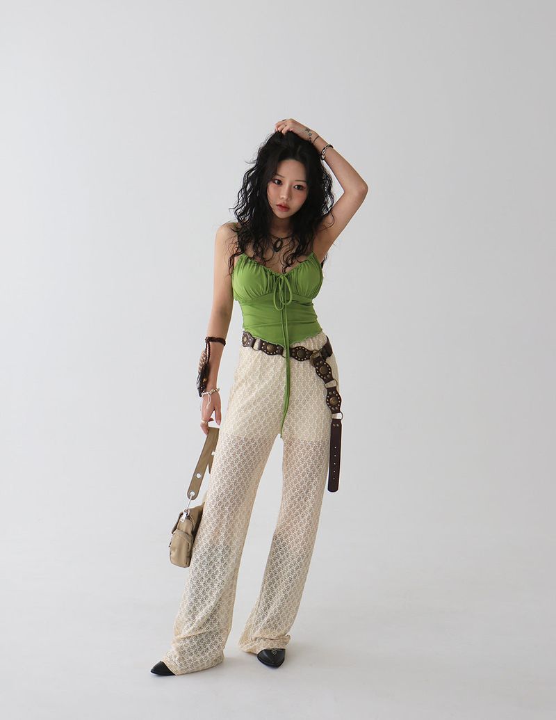 Boleum shirring bustier cropped sleeveless