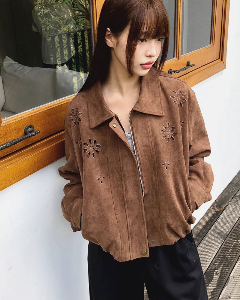 Sian Suede Punching Collar Pocket Jacket