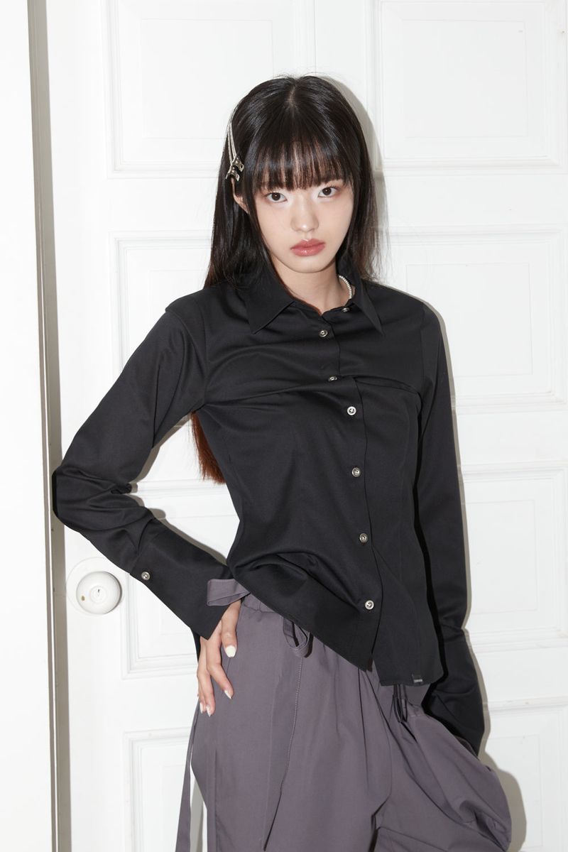 SLIM LINE CUFFS SHIRTS (BLACK)