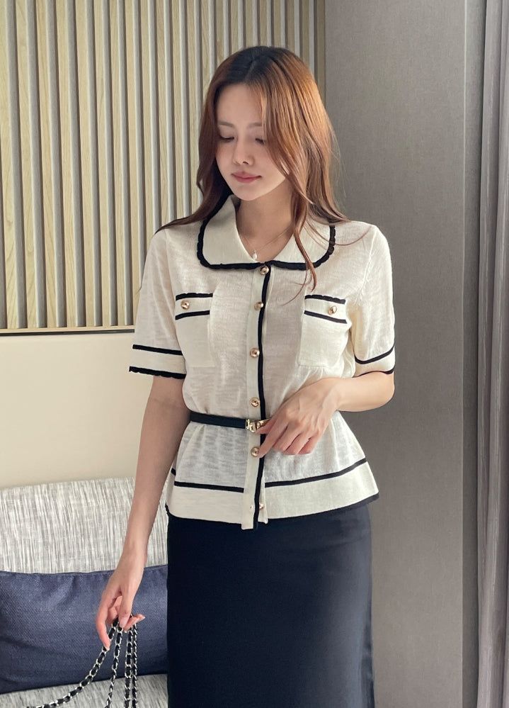 iam mari（アイアム マリ）の「Lav Color Matching Collar Knit Cardigan（Tops）」