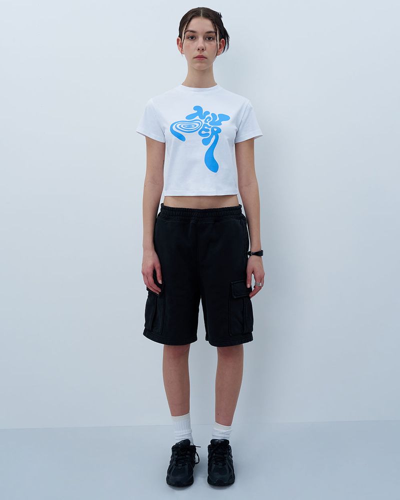 TWISTED LOGO CROP TSHIRT-WHITE