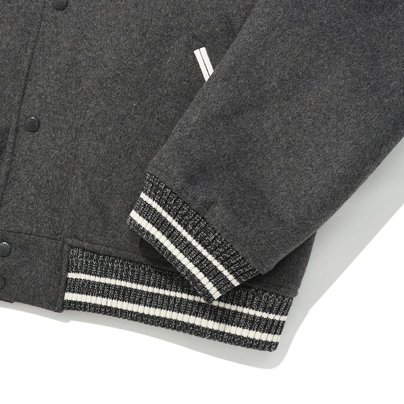 UNI RIB POINT VARSITY JACKET [MELANGE GRAY]