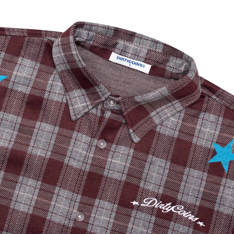 DirtyCoins Bluestar Check Shirt Red