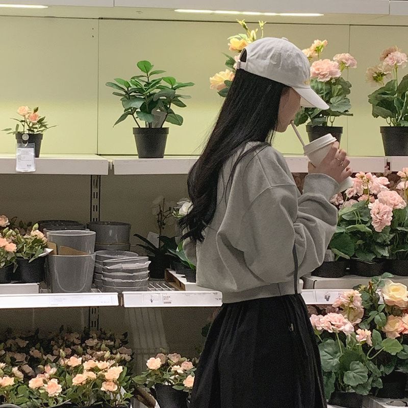 [Bellide made] Pastel V-neck cropped sweatshirt