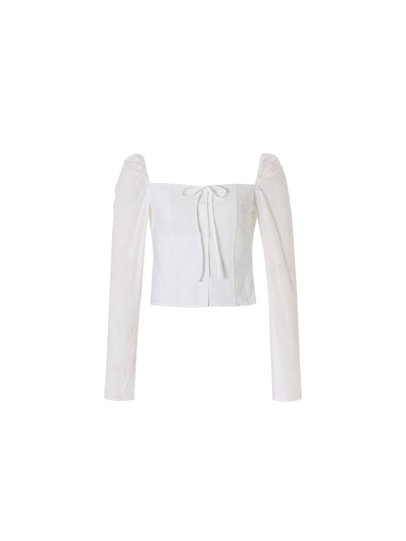 Ribbon square blouse (Ivory)