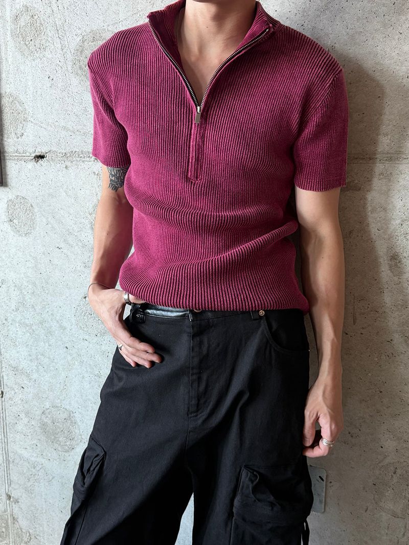 LAURANT（ロラン）の「Garment washed half zip up knit(4color)（Tops）」