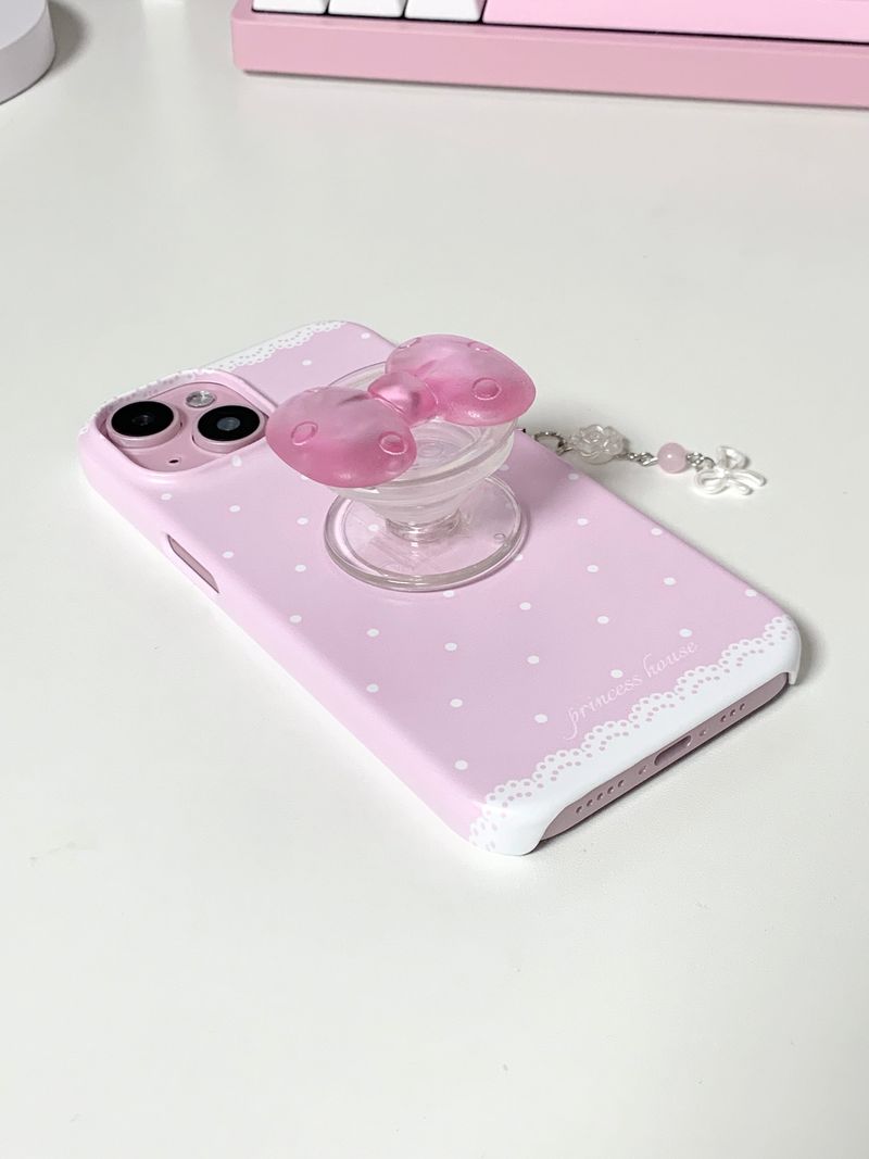 cute ribbon phone grip - pink (normal)