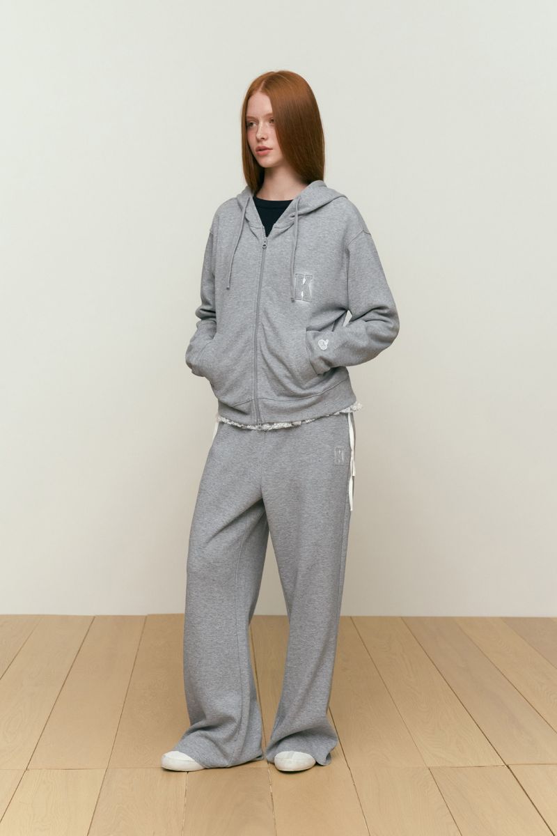 WORDING APPLIQUE PANTS [MELANGE GRAY]