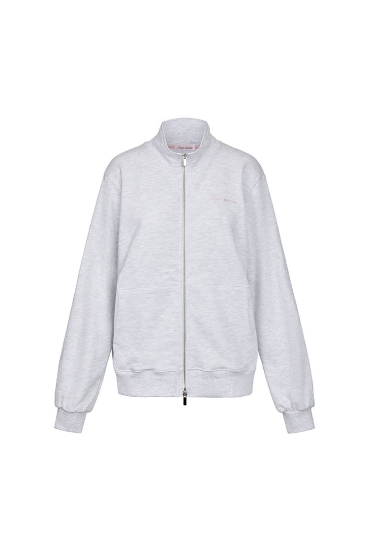 Lettering half neck two-way zip-up (W-MELANGE)