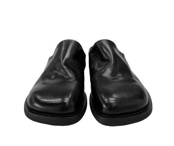 Wrinkle Leather Square Mule