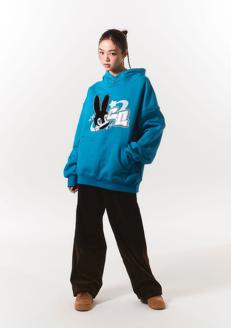 fur bunny planet hoody - blue