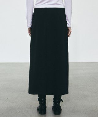 SIDE SLIT LONG SKIRT_BLACK