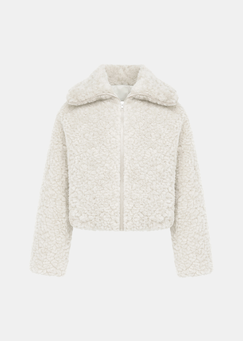 Ruen Bouclé Fur Short Zip-Up Jacket