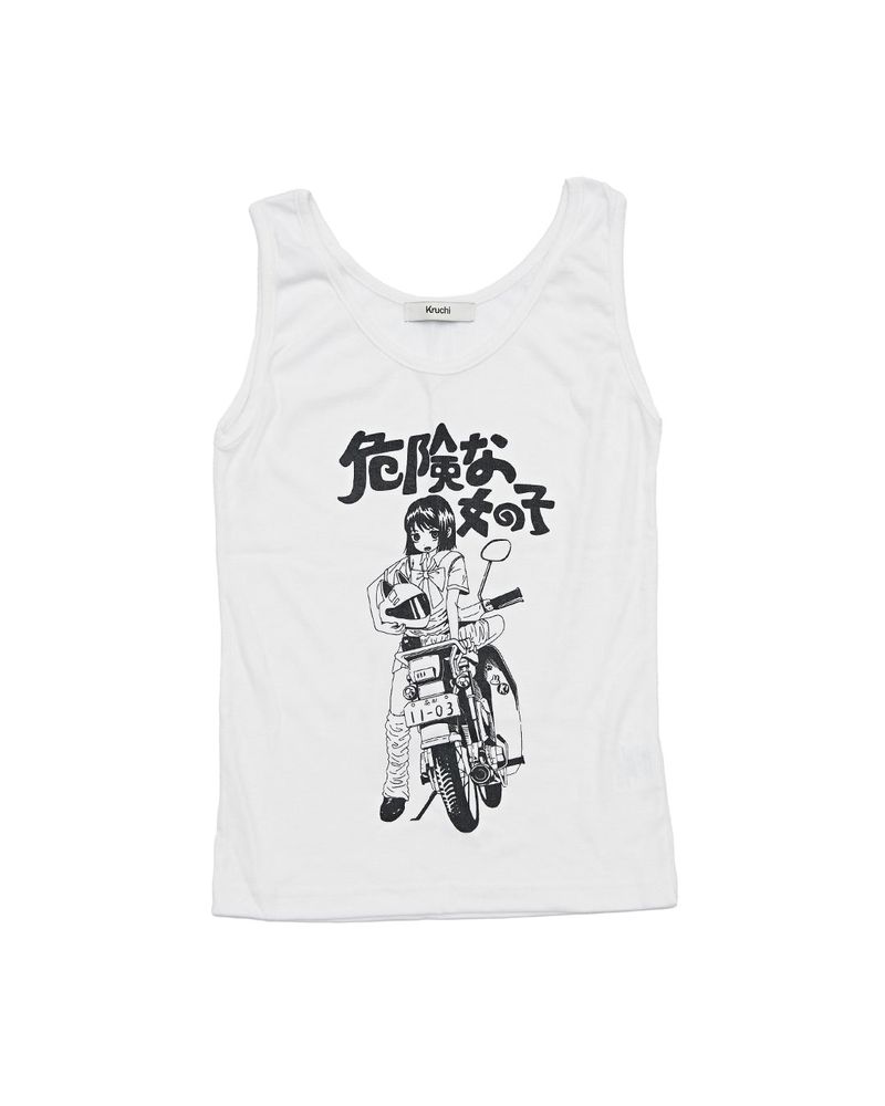 KRUCHI(クルチ)の「A MOTORCYCLE GIRL Sleeveless (WHITE)(Tops)」