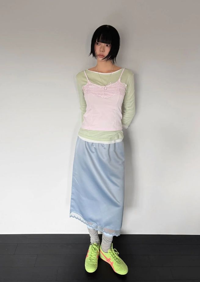 LILY SATIN MIDI SKIRT