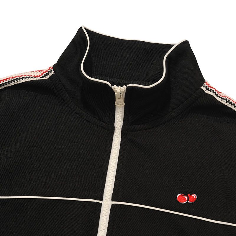 CHERRY LACE POINT CROP TRACK JUMPER [BLACK]
