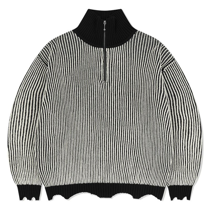 mahagrid（マハグリッド）の「カッティングコントラストハーフジップアップニット（トップス）」