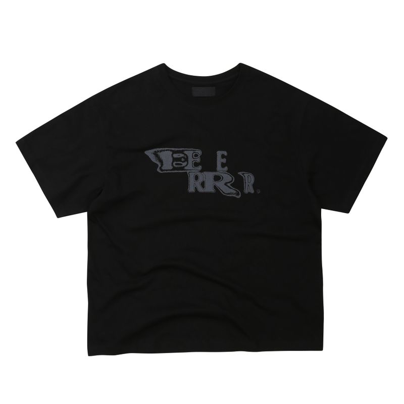EEERRR Distorted logo over-crop fit T-shirt (Black)