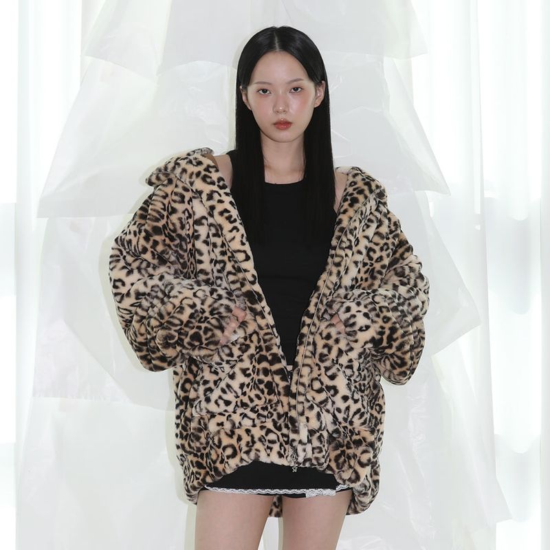 Cat Ear Fur jacket - LEOPARD