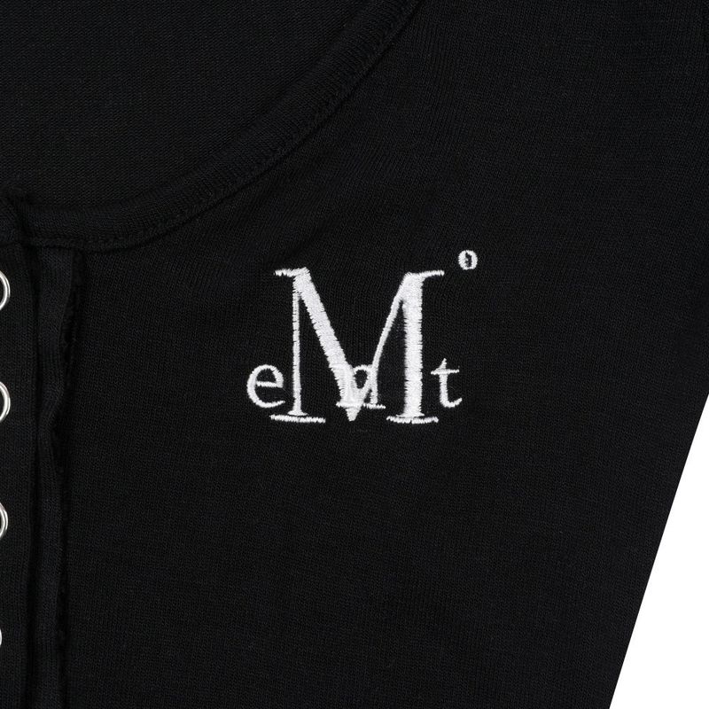 HARING SIGNATURE LOGO SNAP BUTTON U-NECK HALF T (3COLOR)