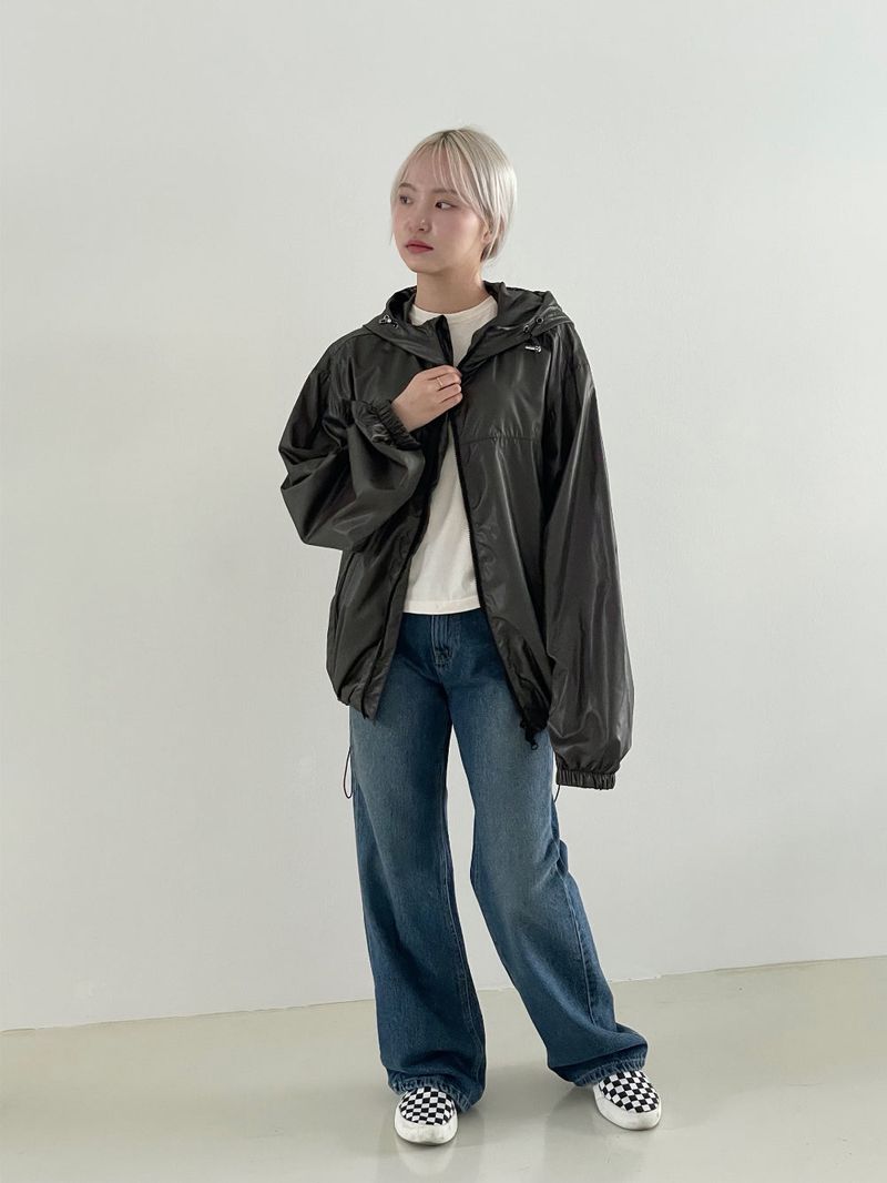 Glossy string windbreaker jk