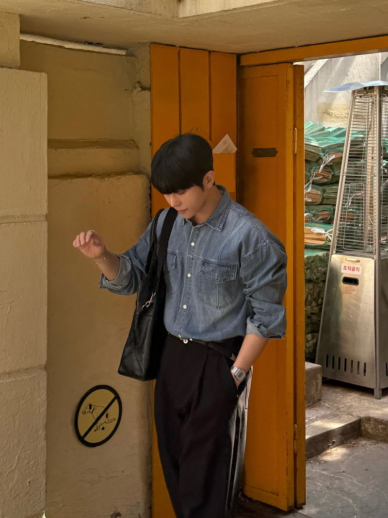 Volume curved cotton pants