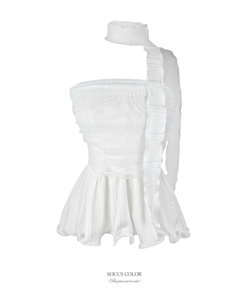 Mermaid sheer frill scarf top (3color)
