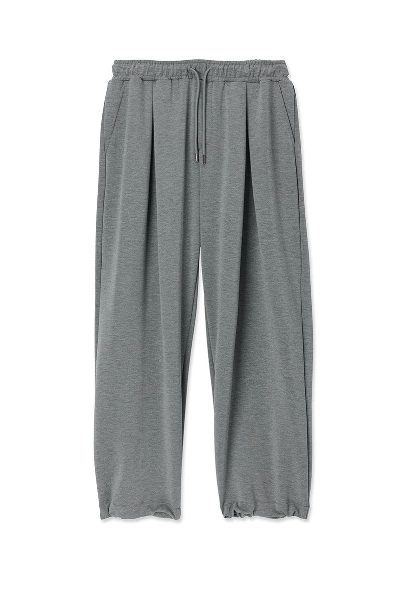 deep four tuck flow banding pants charcoal grey