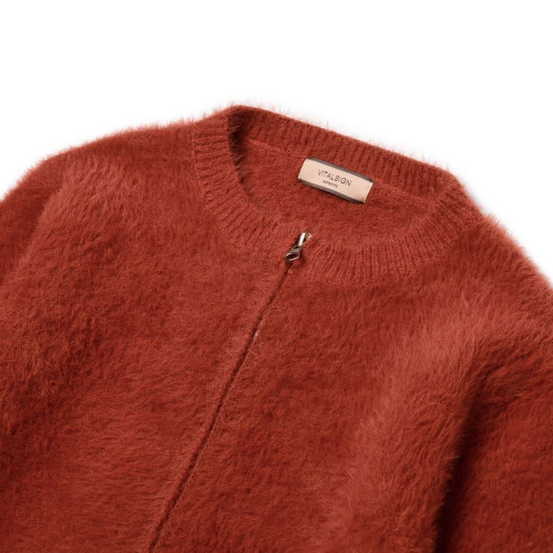 [LINE] Mohair Wool Blend Knit Zip-Up