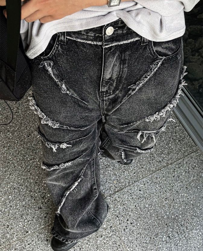 "Tornado Frayed Wide Denim "