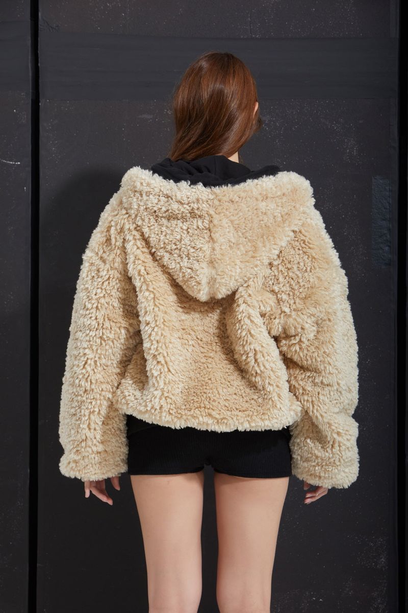 FUR ZIP-UP -BEIGE