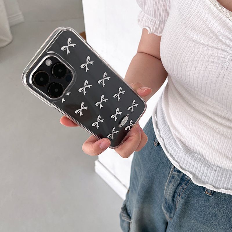 Pure white bow jelly hard case (clear)