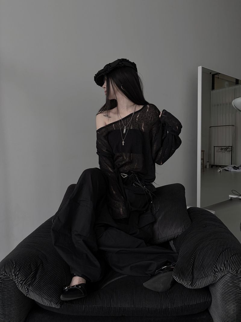destroyed see-through knit (2color)
