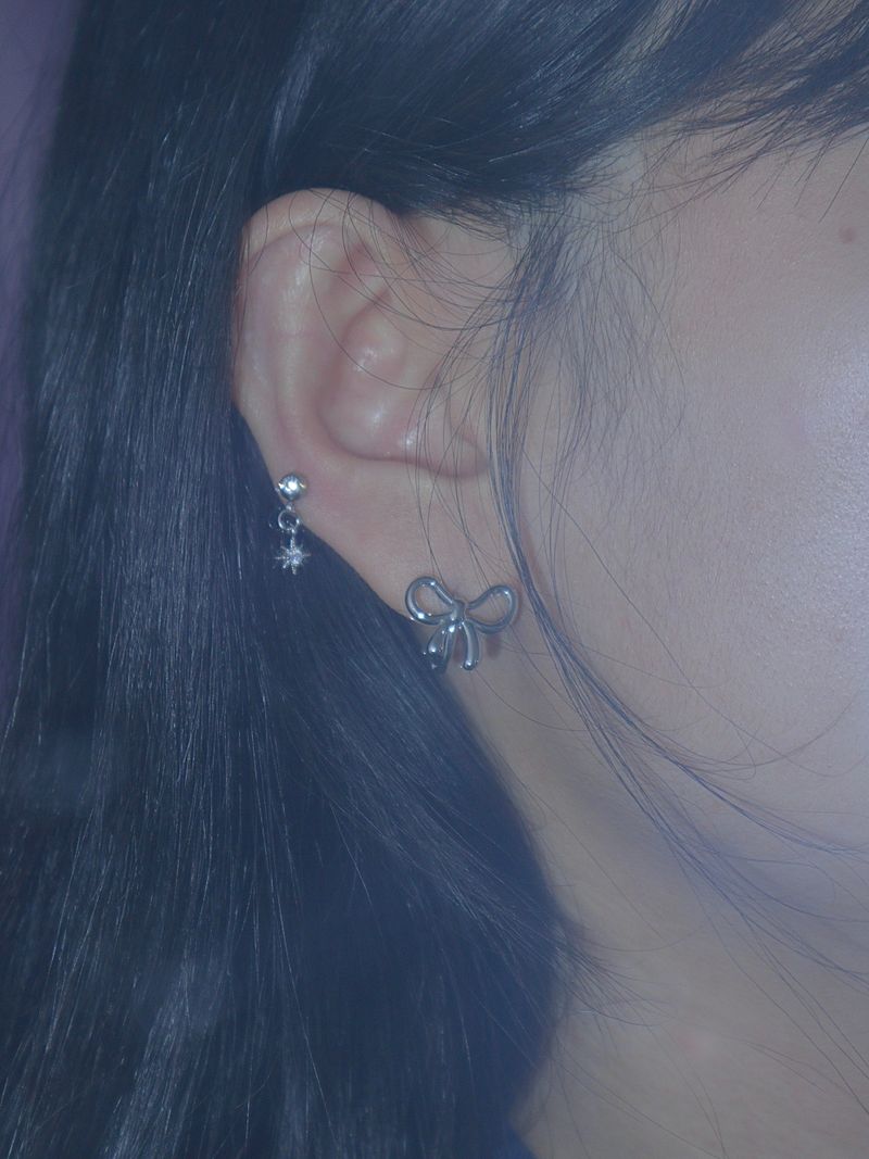 All surgical steel ribbon ring earrings