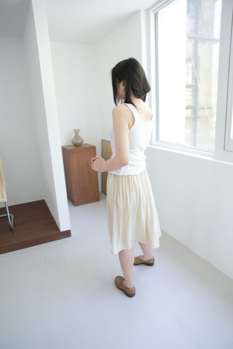 button layered flare midi skirt(2colors)