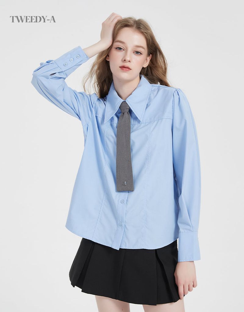 Basic Oxford Tie Shirt BLUE