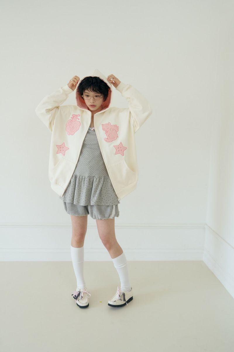 KIRING CHECK PATCH HOODIE (CREAM)