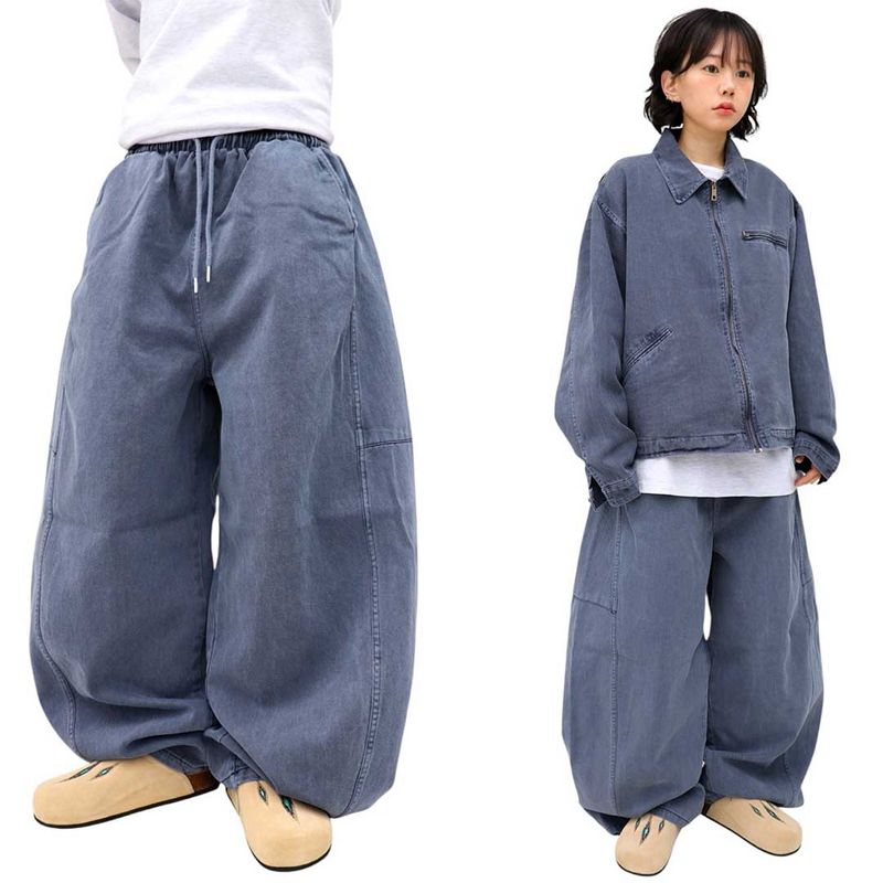 Wide Pigment Seamed Balloon Pants