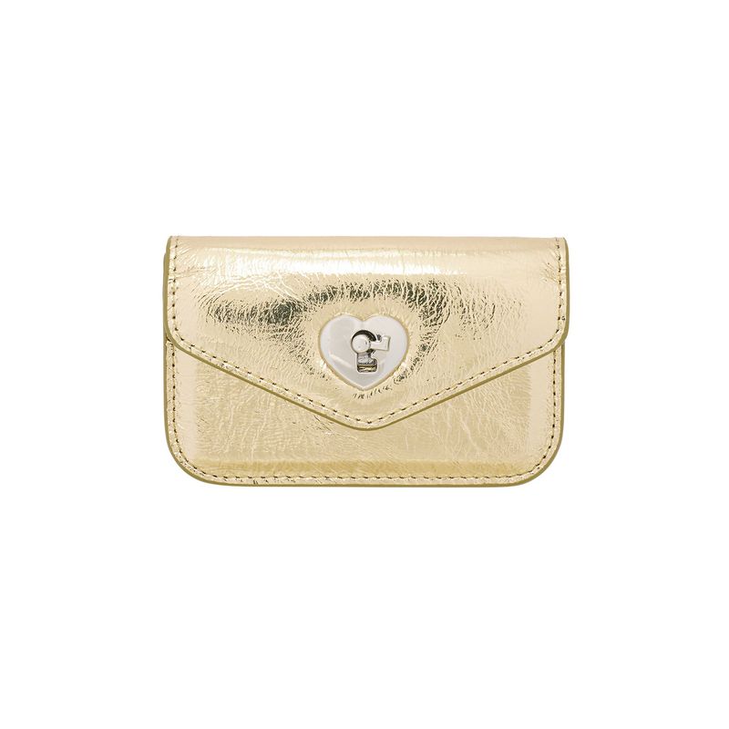 Heart Lock Compact Card Wallet shine gold