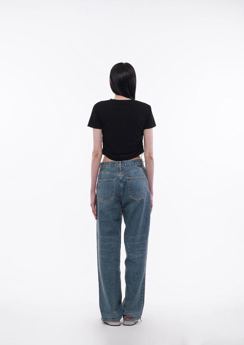 FREEDOM SIDE STRING CROP T-SHIRTS