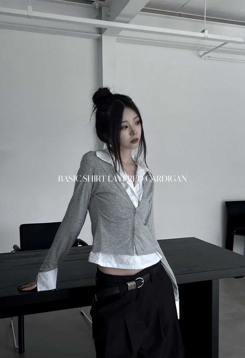URBAN UNIQUE（アーバンユニーク）の「basic shirt layered cardigan (2color)（Tops）」